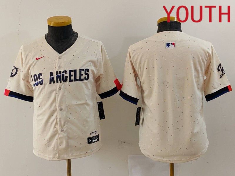 Youth Los Angeles Dodgers Blank Cream Fashion Nike Game MLB Jersey style 629